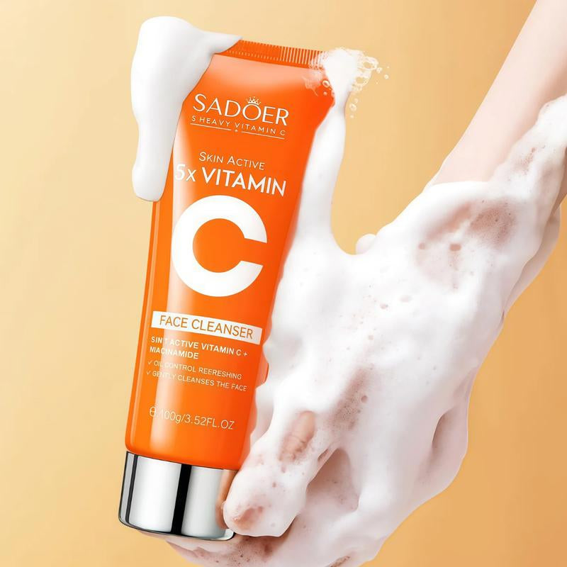 【BUY 1 GET 2 Free】Korean Facial Cleanser for Sebum Control & Repair -5X Vitamin C Face Wash with Niacinamide - Gentle Cleaning Moisturizing, 3.52 Oz