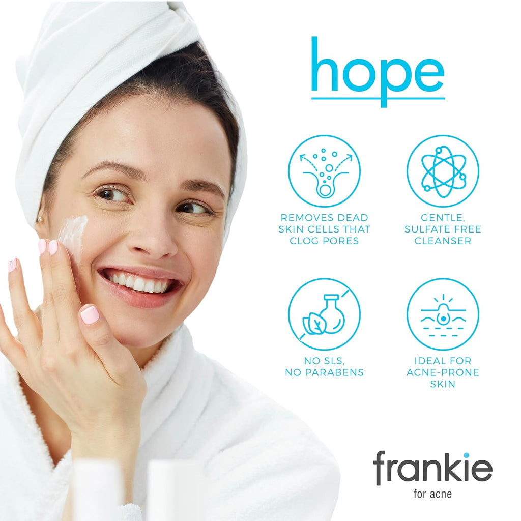 Frankie for Acne Glycolic Acid Face Wash for Oily Skin with Activated Charcoal, Green Tea Extract and Hyaluronic Acid - Clarifying without Drying 4 Oz/120Ml