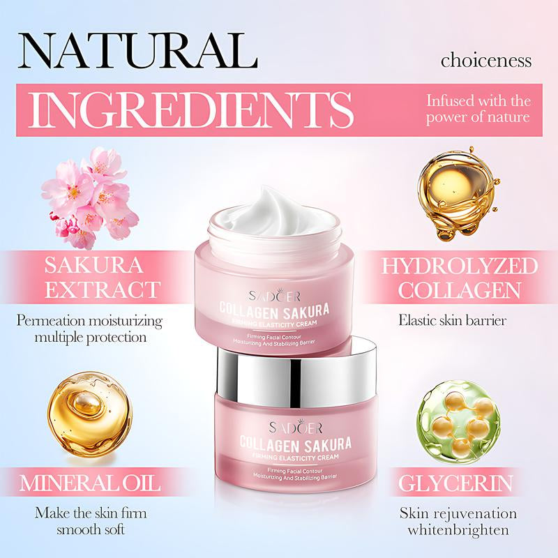 Collagen Sakura Firming Elasticity Face Cream,Moisturizing the Skin,Increase Facial Skin Elasticity
