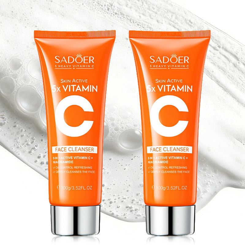 【BUY 1 GET 2 Free】Korean Facial Cleanser for Sebum Control & Repair -5X Vitamin C Face Wash with Niacinamide - Gentle Cleaning Moisturizing, 3.52 Oz