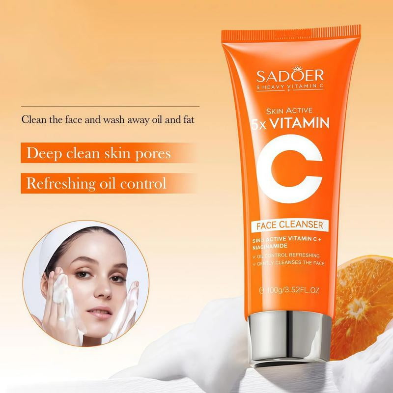 【BUY 1 GET 2 Free】Korean Facial Cleanser for Sebum Control & Repair -5X Vitamin C Face Wash with Niacinamide - Gentle Cleaning Moisturizing, 3.52 Oz